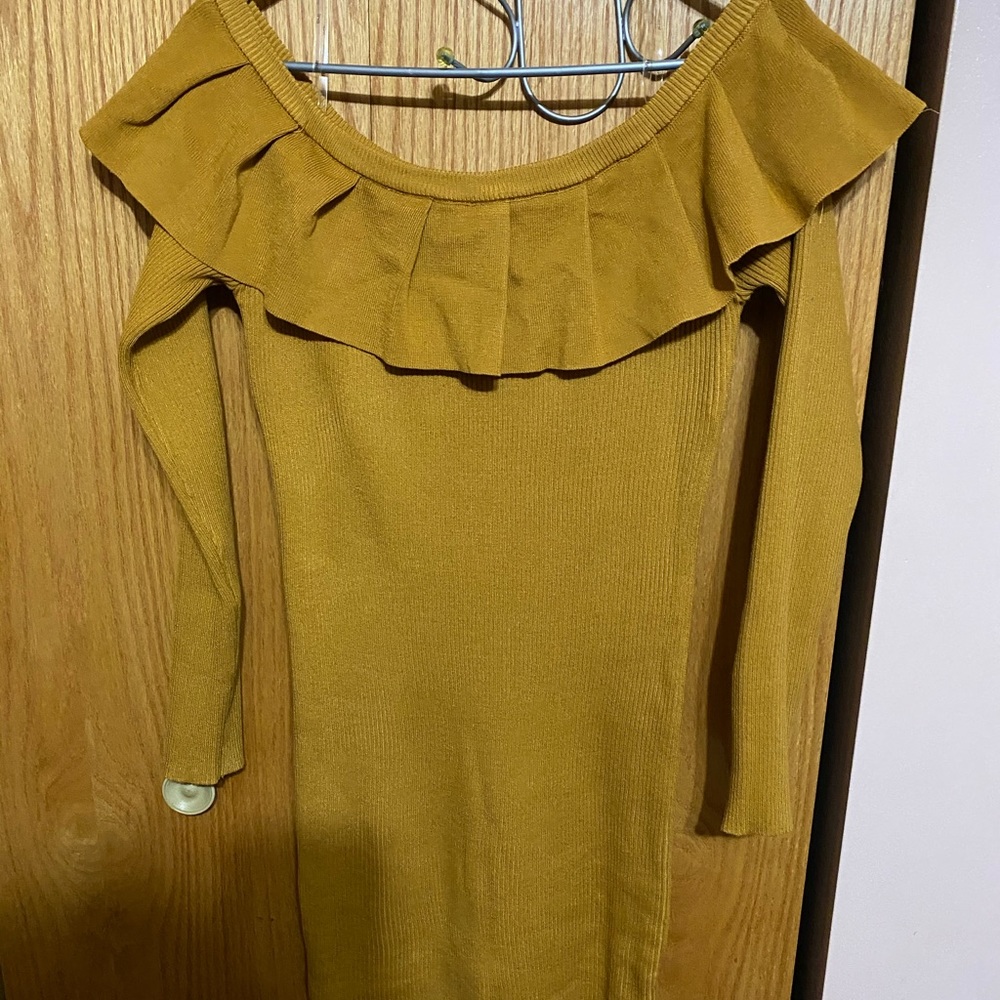 Deb Ruffle off the Shoulder Sweater Dress